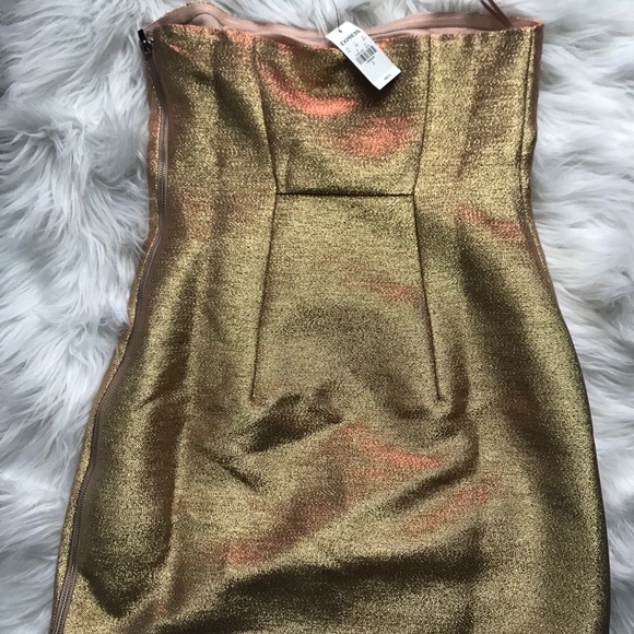 NWT EXPRESS Metallic Gold Cocktail Dress 🥂 - Picture 7 of 8